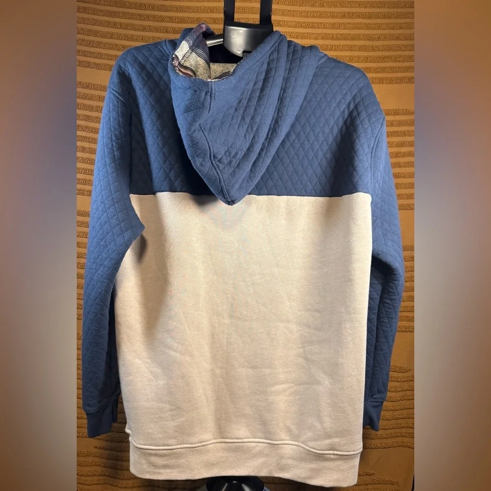 NWOT Departwest Men’s Quilted Quarter-Zip Hoodie - Navy & Cream Size XL
